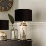 Black & Cream Building Print Ceramic Table  Lamp With Black Velvet Shade