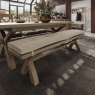 Harleston Cross Leg Dining Bench 200cm Natural Check Cushion - Oak Lifestyle