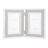 Laura Ashley Harrison Double Photo Frame Pale Charcoal Linen 4x6"