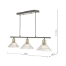 Dar Boyd 3-Light Antique Brass Bar Pendant With Glass Shades