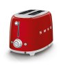 smeg 2 slice toaster red