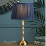 Laura Ashley Corey Antique Brass Candlestick Table Lamp With Midnight Blue Shade