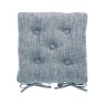 Walton & Co Chambray Seat Pad With Ties Flint Blue