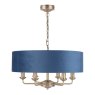 Laura Ashley Sorrento 6lt PEndant Matt ANtique Brass & Blue Shade 